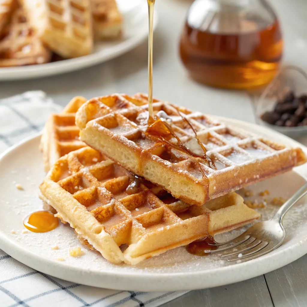 Classic Belgian Waffles with Maple Syrup